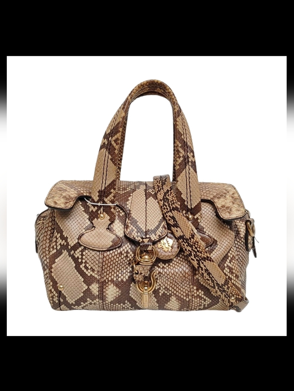 Vintage BALLY Genuine snakeskin Leather Handbag Python Skin Crossing Bag